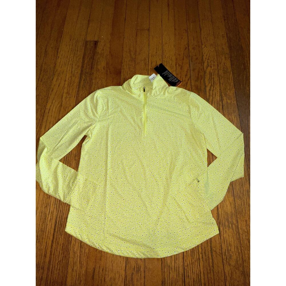 Orvis Sun Defense Shirt Womens XS Yellow 1/4 Zip Floral UPF 50 Performance